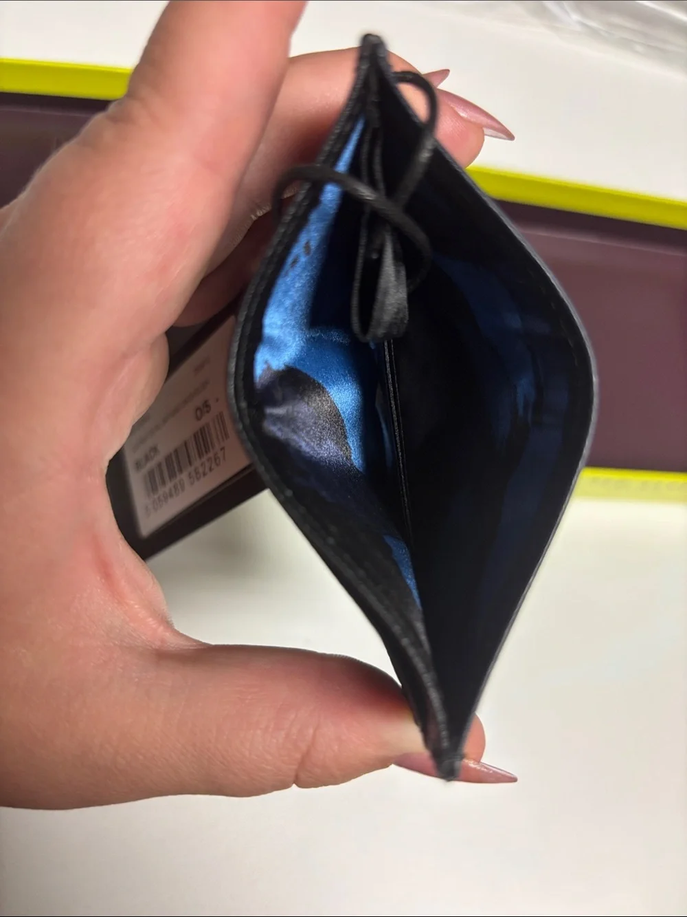 NWT Ted Baker Saffiano Black and Navy Leather Card Holder